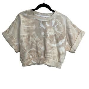 Culpos x INC Tie-Dye Print Cropped Short Sleeve Sweatshirt - Large